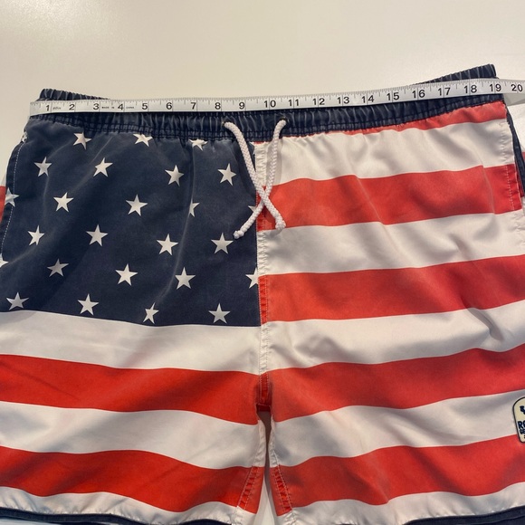 Rowdy Gentleman Men's Swim Trunks Red White Blue USA Flag Design XL - Picture 7 of 9